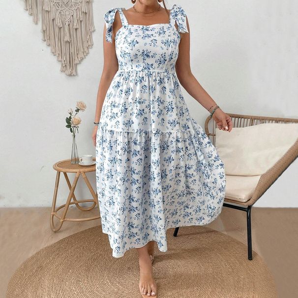 European American Plus-size Women's Clothing Cross-border 2024 Camisole Style Mid-length With Waist Cinching And_ecoleips.com