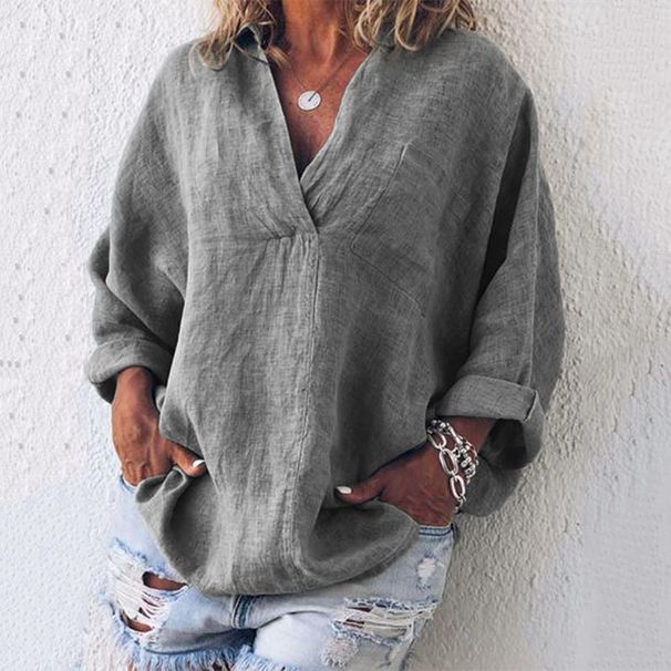 Women's Clothing Women's V Neck Long Sleeve Pullover Shirt Style Long Sleeve For Formal & Casual For Women_ecoleips.com