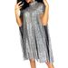 Sparkling A-Line Shift Dress With Batwing Sleeves For Women | Comfortable Loose Fit Party & Evening Wear_ecoleips.com