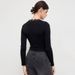 Voya Spring And Summer Black V-neck Lace Edge Twisted Long Sleeved Top With Hollow Chest Design, Slim Fit And Temperament, Paired With A Jumpsuit_ecoleips.com