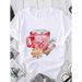 Women's Tops: Merry Christmas, Christmas Tree, Santa Claus, Trendy White Cute Cartoon T-Shirts For Women_ecoleips.com