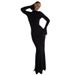 INS European And American Style 2023 Autumn Winter New Women's Fashion Round Neck Long Sleeve Sexy Backless Slim Fit_ecoleips.com