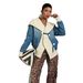 Women's Clothing Large Lapel Denim Jacket Knitted Patchwork Color Block Indigo Blue Workwear Streetwear Spring/Autumn Metal Buttons_ecoleips.com