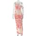 Women's Printed Slimming Bodycon Dress European American Style Asymmetrical Neck Sleeveless Strapless Long Dress_ecoleips.com