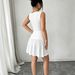 Voya 2026 Summer French-style Dress For Women, Round Neck, Sleeveless, Tie-waist, White, Gentle Style, Pleated Short Skirt_ecoleips.com