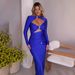 Women's Clothing Ins Style Round Neck Long Sleeved Dress Sexy Fashion Slim Hollow Solid Color Long Skirt_ecoleips.com