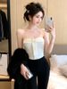 Sexy Bow-Tie Sleeveless Strapless With Chest Pads, 2026 Spring New Style, Slim-Fit One-Shoulder Top_ecoleips.com