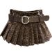 Retro Leopard Print Suede Mini Skirt for Women High-End Slimming A-Line Style Spring/Summer 2026 New Fashion Youthful Design_ecoleips.com