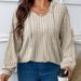 Fall/Winter Solid Color Plus Size Women's Hoodie With V-Neck, Long Sleeves, And Fringed Fleece Finish_ecoleips.com