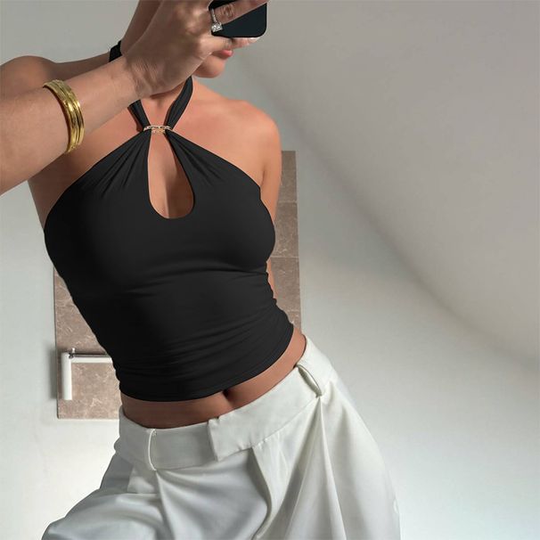 Women's 2025 Summer New Fashion Hot Girl Lace-Up Vest Inner Outer Wear Beautiful Back Top Women Wholesale_ecoleips.com