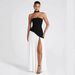 Women's Fashion High Slit Long Skirt Tube Top Solid Color Backless Dress Style Sexy New Style_ecoleips.com