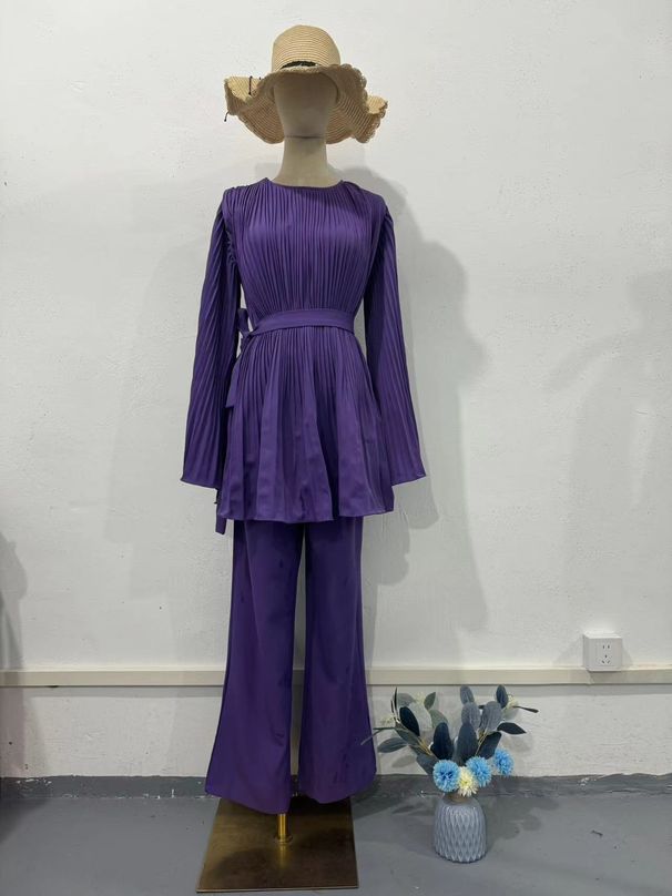 Women's Clothing Spring New Pleated Design Fashionable Temperament Loose Pants Suit For Women_ecoleips.com