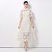 Women's High-End Two Piece Suit Lace Hollowed Out Short Sleeved High Waisted Skirt Fashionable For Spring And Autumn_ecoleips.com
