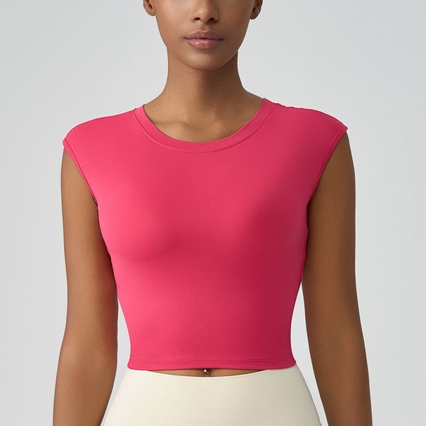 JOOMON European American Style Hollow-out Back Tank Top For Women With Chest Pads, Long Style, High-end Sports And_ecoleips.com