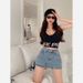 Petite Women's Summer 2025 New Slim Fit Hip-Wrapped Anti-Exposure Denim Short Skirt Trendy_ecoleips.com