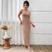 Elegant & Sexy High-Waisted Bodycon Dress For Women - Stretchy Long Dress With Slit, Sleeveless & Backless Design Flattering Peach Butt Lifting Effect_ecoleips.com