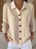 2026 European And American Cross-Border Button Knitted Turn-Down Collar Sweater Cardigan Coat Autumn Winter New Solid_ecoleips.com
