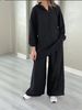 Oversized Hooded Half-Zip Top & Wide-Leg Pants Set – Relaxed Two-Piece Outfit For Women_ecoleips.com