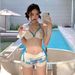 Women's Summer Bikini Swimsuit Letter Print Halter Neck High Waist Strappy Two Piece Hot Girl Set_ecoleips.com