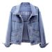 K Embroidered Denim Jacket For Women; New Style; Light-colored Denim Short Jacket For Women; Loose And Slimming; Versatile_ecoleips.com