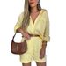 Women's Solid Color Cotton Long Sleeved Shirt And Shorts Set High Waist Fashion Casual European American Style Clothing_ecoleips.com