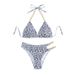 Women's Floral Chain Triangle Bikini Set - European & American Sexy High-Cut Beach Swimsuit_ecoleips.com