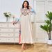 Muslim Abaya Dress For Women - Embroidered Elegant Long Sleeve Maxi Dress_ecoleips.com