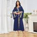 Modest Abaya Dress Elegant Beaded Abaya Dress For Women - Dubai Style Long Sleeve Maxi Dress With Waist Tie_ecoleips.com