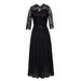 Verve Patchwork Chiffon Round Neck Lace Long Dress Evening Gown Women's Wear_ecoleips.com