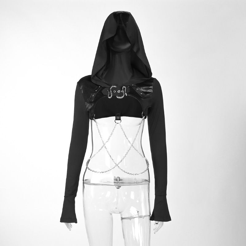 Women's Slim Fit Hoodie CF23471 Street Style Long Sleeve Cover up Gold Foil Design Autumn Arrival Top_ecoleips.com
