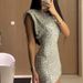 Spring Banquet Festival Women's Slim Sexy Sequin Dress European American Temperament Sleeveless Mini Length Prom Evening Wear_ecoleips.com