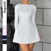 Women Elegant Style Solid Color Long Sleeve Short Mini Dress Casual Daily Party Wear_ecoleips.com