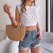 Instagram-style Real Shot Of Spring/summer European And American Hollow-out Leaf Cropped Knit Top For Vacation._ecoleips.com
