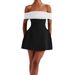 Women's Clothing Sexy Slim Fitting One Shoulder Contrasting Dress With Bowknot Decoration_ecoleips.com