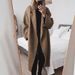 Women's Wool-Blend Trench Coat – Oversized Long Coat With Pockets, Polo Collar & Button Closure (Grey/Blue/Brown/Black)_ecoleips.com