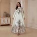 Elegant plus Size A-Line Dress SW2610 Floral Print with Tassel Design And Rhinestones New Arrival Women's Muslim Fashion_ecoleips.com