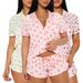 Summer Women's Shorts Set Front Opening Button Skin Friendly Comfortable Home Wear Fresh Design Short Sleeved_ecoleips.com