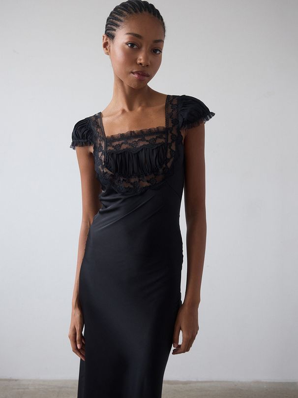 JULISSA MO Patchwork Sexy See Through Lace Women Maxi Dress Blue Square Collar Evening Dress Spring Slim Elegant Party Clubwear_ecoleips.com