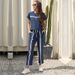 New Short Sleeve Gray Striped Round Neck Casual Suit Women's Summer_ecoleips.com