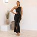 European And American Cross-Border Women's New Sleeveless Solid Color Sexy Tube Top Split Long Dress For Women_ecoleips.com