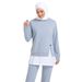 Muslim Women's Two-Piece Sportswear Set, Patchwork Arabic Solid Color Long Sleeve Sweatshirt Outdoor Sports Suit_ecoleips.com
