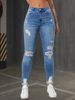 WISH Cross-Border Trade New Elastic Ripped Slim Fit Jeans Fashion Long Pants Women's Clothing_ecoleips.com