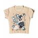 New Cross-border Fashion Versatile Retro Slim-fit Sweet Fresh Printed Solid Color Round-neck T-shirt Top_ecoleips.com