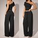 Women's Off-Shoulder Crop Top With High-Waisted Pants Set, Ribbed Knit Two-Piece Outfit For Night Out_ecoleips.com