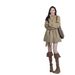 Elegant Khaki Wool Blend Coat For Women – Loose Fit High Neck Long Sleeve Trench Coat With Belt Detail, Korean Style Winter Outerwear_ecoleips.com