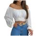 Women's Clothing Spring Summer Women's Off Shoulder Long Sleeve Cross Strap Top Style For Formal & Casual For Women_ecoleips.com