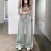 American-style Design Loose Wide-leg Jeans For Women, New Autumn Collection, High-waisted, Slimming, Versatile, Drapey,_ecoleips.com