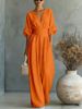 Elegant V Neck Women's Jumpsuit Waist Cinching Spring Summer Jumpsuits_ecoleips.com