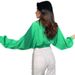Women's Clothing Lace Up Long Sleeved Cardigan Spring And Summer Navel Baring Loose Shirts With Bat Sleeves_ecoleips.com