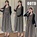 Autumn New Korean Fashion Cardigan + Plaid Vest 2-Piece Set Maternity Dress_ecoleips.com